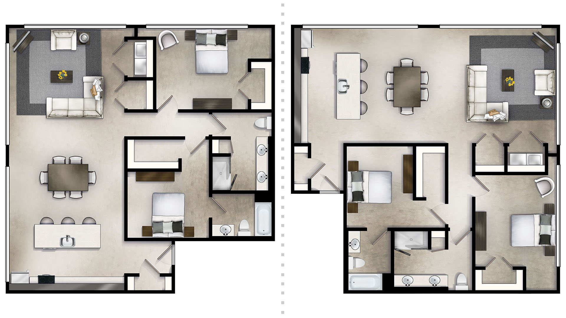 two-bedroom-floor-plans-with-loft-garage-and-bedroom-image